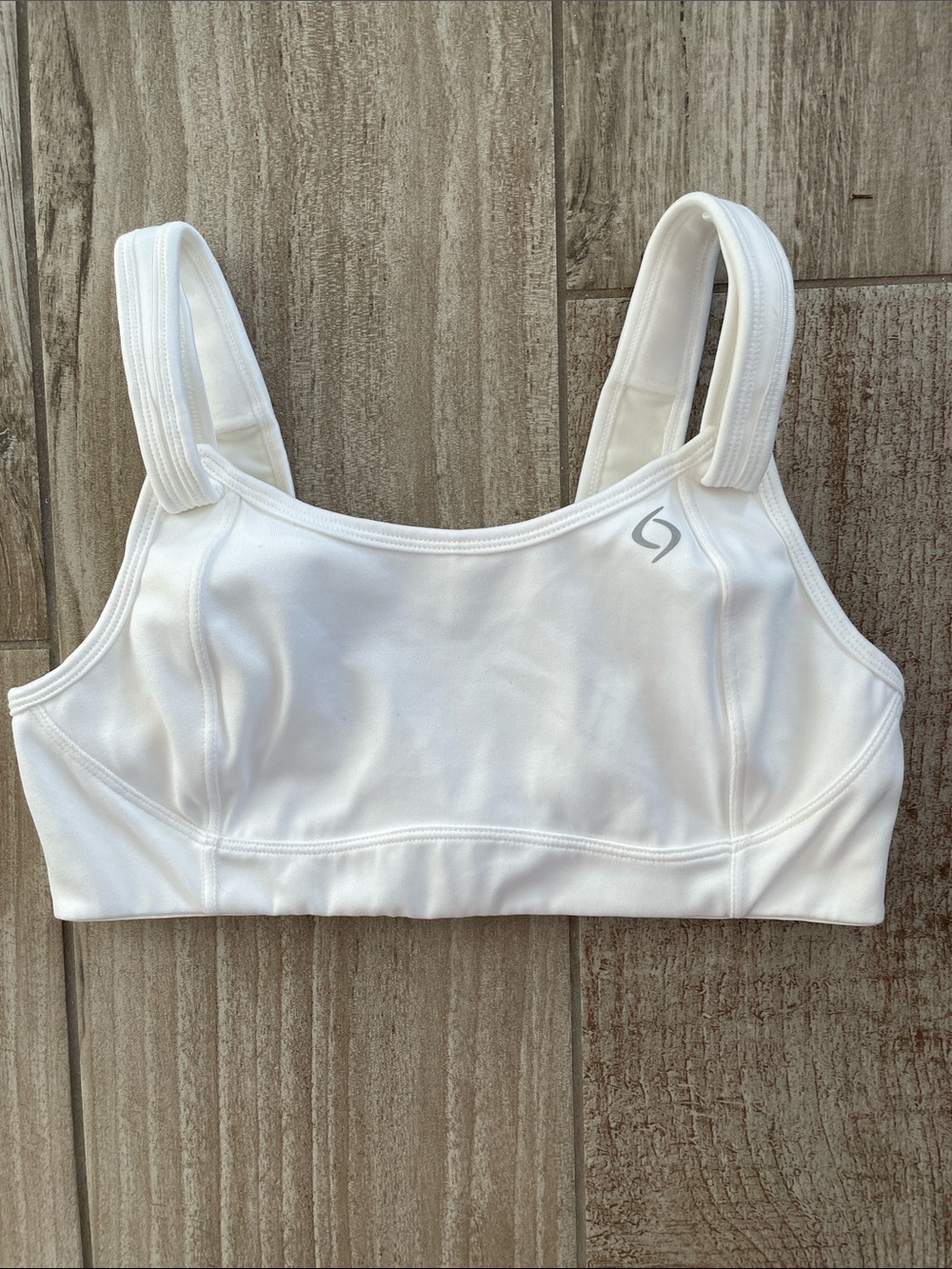 Moving Comfort white sports bra, size 32C